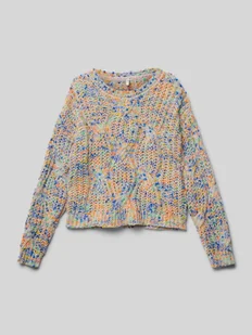 Sweter z dzianiny o luźnym kroju z okrągłym dekoltem model ‘LUCA’ - Swetry dla dziewczynek - miniaturka - grafika 1