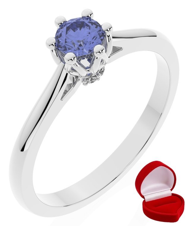 ZŁOTY PIERŚCIONEK ZARĘCZYNOWY 585 14k TANZANIT 0,24 ct BIAŁE ZŁOTO R16