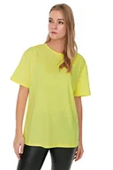 Koszulki i topy damskie - Trendyol Damska koszulka Basic Oversize Basic Crew Neck Knit, ŻÓŁTY, M - miniaturka - grafika 1
