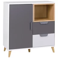 Komody - Komoda 9 Joker Jurek Meble Biały, Grafit, Szary, Dąb Lefkas - miniaturka - grafika 1