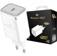 Ładowarki do telefonów - Ładowarka sieciowa 45W PD USB-C Prestico F24 biała - miniaturka - grafika 1