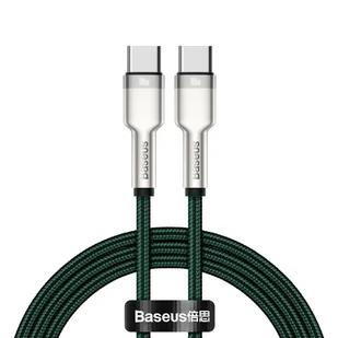 Baseus przewód ładujący/do transmisji danych Cafule Series USB C M na USB C M z metalowymi zakończeniami 100W 1 m CATJK C06 zielony - Ładowarki do telefonów - miniaturka - grafika 1