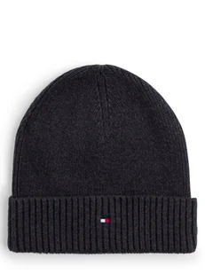 Tommy Hilfiger Czapka męska z dodatkiem kaszmiru Mężczyźni Bawełna szary jednolity, ONE SIZE - Czapki męskie - miniaturka - grafika 1