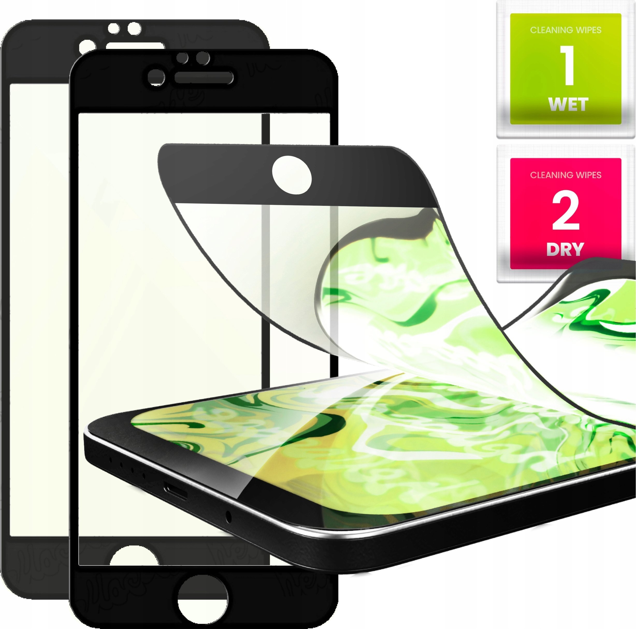Hello Case 2x Szkło Hybrydowe do iPhone 7 szybka 9H, 5D, ochronne, na cały ekran