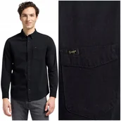 Koszule męskie - Lee BUTTON DOWN Black klasyczna czarna koszula bawełniana męska REGULAR 5XL - miniaturka - grafika 1