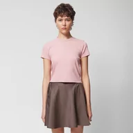 Koszulki sportowe damskie - Damski t-shirt crop top w prążki Outhorn OTHWSS24TTSHF1483 - różowy - miniaturka - grafika 1