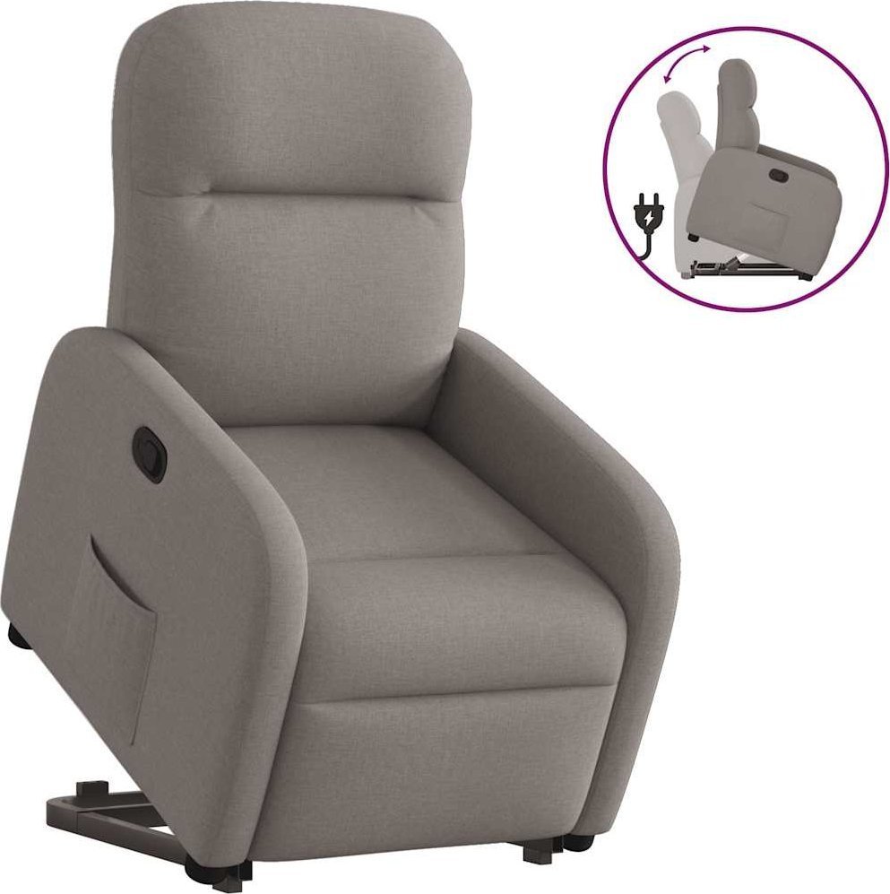 vidaXL vidaXL Podnoszony fotel rozkładany, kolor taupe, obity tkaniną