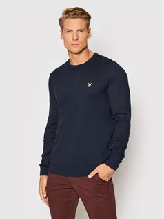 Swetry męskie - Lyle&Scott Sweter Crew KN400VC Granatowy Regular Fit - grafika 1