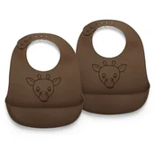 Śliniaki i fartuszki - Nuuroo - 2 Śliniaki Silikonowe Z Kieszonką Giraf Acron - miniaturka - grafika 1