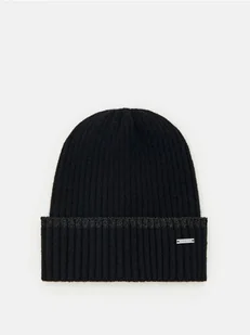 Mohito - Czapka beanie z ozdobnym wykończeniem - czarny - Czapki damskie - miniaturka - grafika 1
