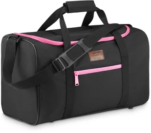 Torba Podróżna Czarna Z Różowymi Zamkami, Torba Do Samolotu 40X20X25 20L, Zg837 - Akcesoria podróżnicze - miniaturka - grafika 1