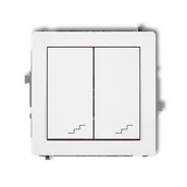Gniazdka elektryczne - Karlik Łącznik schodowy podwójny biały DWP-33 - miniaturka - grafika 1