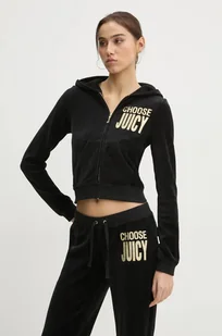 Juicy Couture bluza damska kolor czarny z kapturem z aplikacją JCGAS125001 - Bluzy damskie - miniaturka - grafika 1