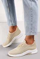 Buty sportowe damskie - Beżowe Siateczkowe Buty Sportowe na Piankowej Podeszwie Linidas - miniaturka - grafika 1