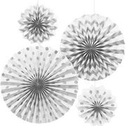 Balony i akcesoria - Rozeta wisząca, Glitter, biała, 4 sztuki - miniaturka - grafika 1