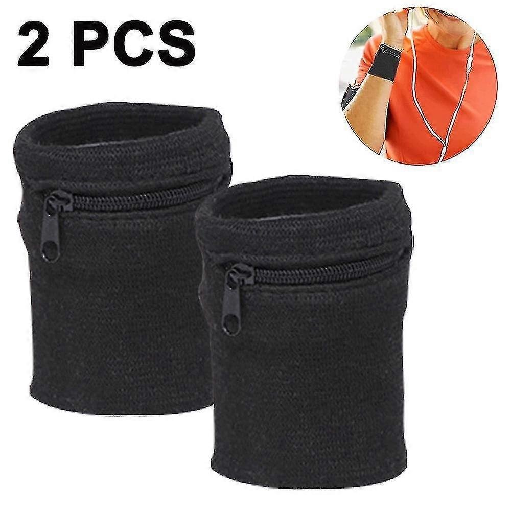 1 Piar Of Sport-wristband Woreczek na nadgarstek z zamkiem błyskawicznym Portfel na nadgarstek do biegania Sporty biały/czarny/niebieski Black
