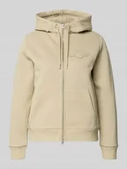 Bluzy damskie - Bluza rozpinana z dwustronnym zamkiem błyskawicznym i wyhaftowanym logo - miniaturka - grafika 1