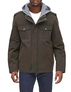 Levi's Męska kurtka wojskowa z kapturem z spranej bawełny, Ciemny brąz, XL - Kurtki męskie - miniaturka - grafika 1
