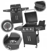 Grille gazowe - GAZOWY GRILL OGRODOWY 3+1 11,6 kW RUSZT 4 PALNIKI PALNIK BOCZNY KÓŁKA RUSZT - miniaturka - grafika 1