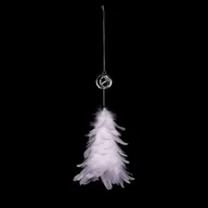 Ozdoby bożonarodzeniowe - Dekoracja z piórek, 10 x 16 x 10 cm, biały - miniaturka - grafika 1