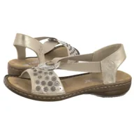 Sandały damskie - Sandały Platynowe 608B5-90 Metallic (RI260-a) Rieker - miniaturka - grafika 1