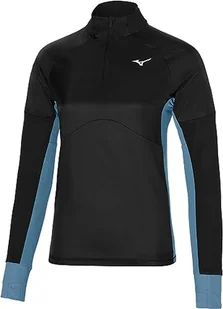 Mizuno Damska koszulka hybrydowa LS do biegania, czarna, XL - Koszulki i topy damskie - miniaturka - grafika 1