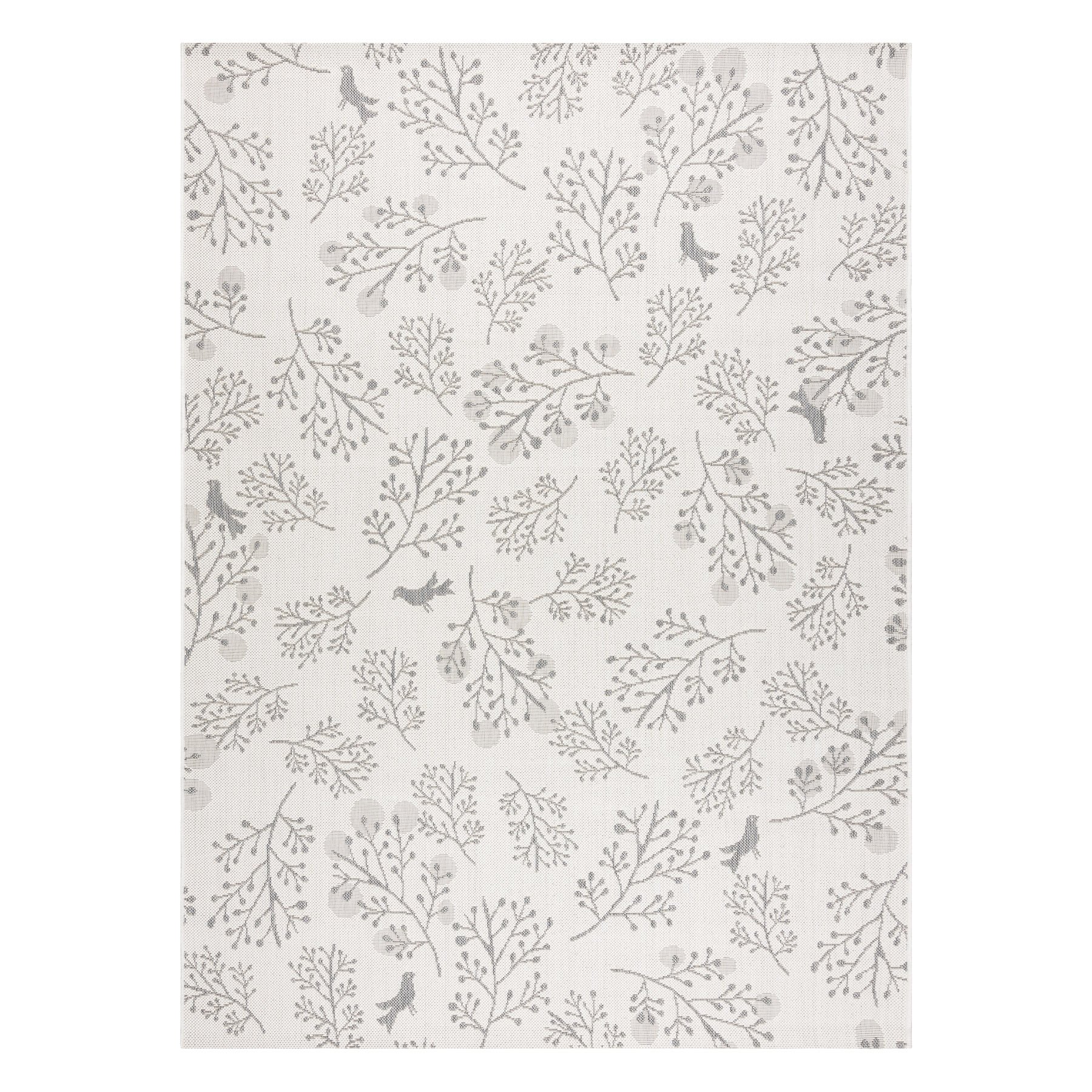 Dywan SZNURKOWY SIZAL FLAT 48774/367 Listki Ptaszki krem szary 200x290 cm