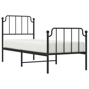 Metalowa rama łóżka z wezgłowiem i zanóżkiem, czarna, 80x200 cm Lumarko! - Łóżka - miniaturka - grafika 2