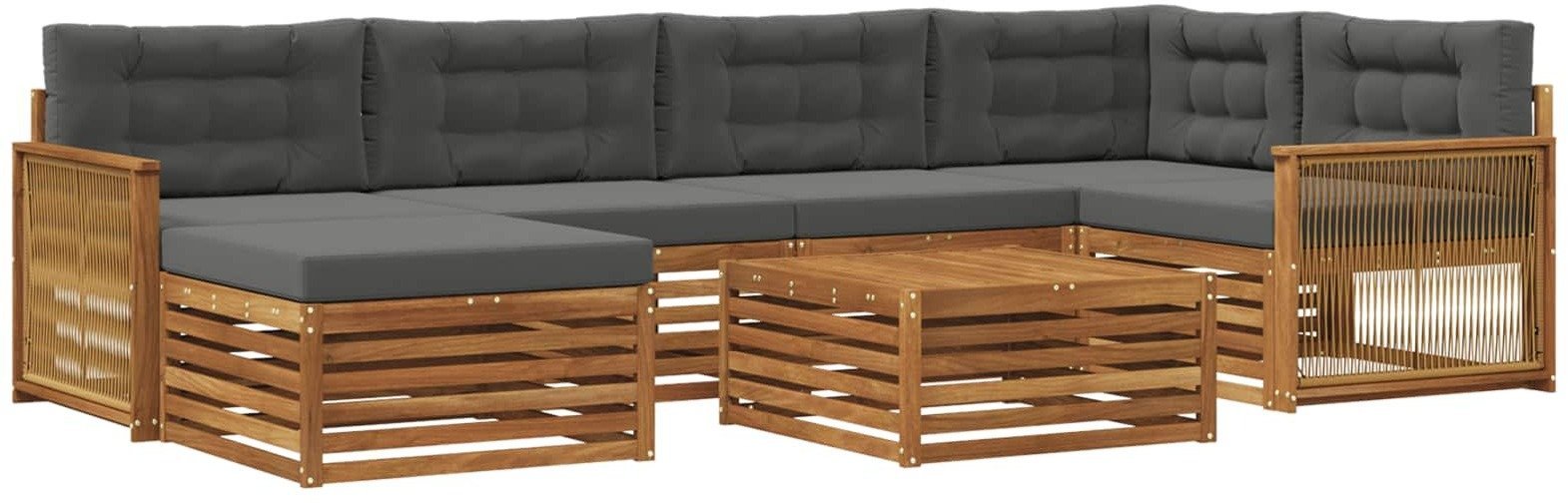 vidaXL Zestaw sof na zewnątrz z poduszką 7 pcs Naturalny i Antracytowy