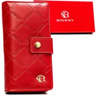 Portfele - Damski portfel eko Rovicky na magnes elegancka pionowa portmonetka z monogramem, czerwony - miniaturka - grafika 1