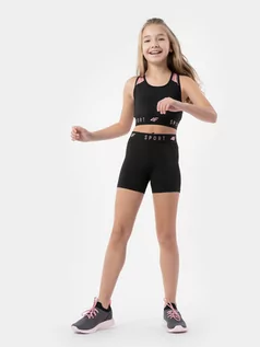 Spodnie i spodenki dla dziewczynek - Legginsy krótkie sportowe dziewczęce - 4F - grafika 1