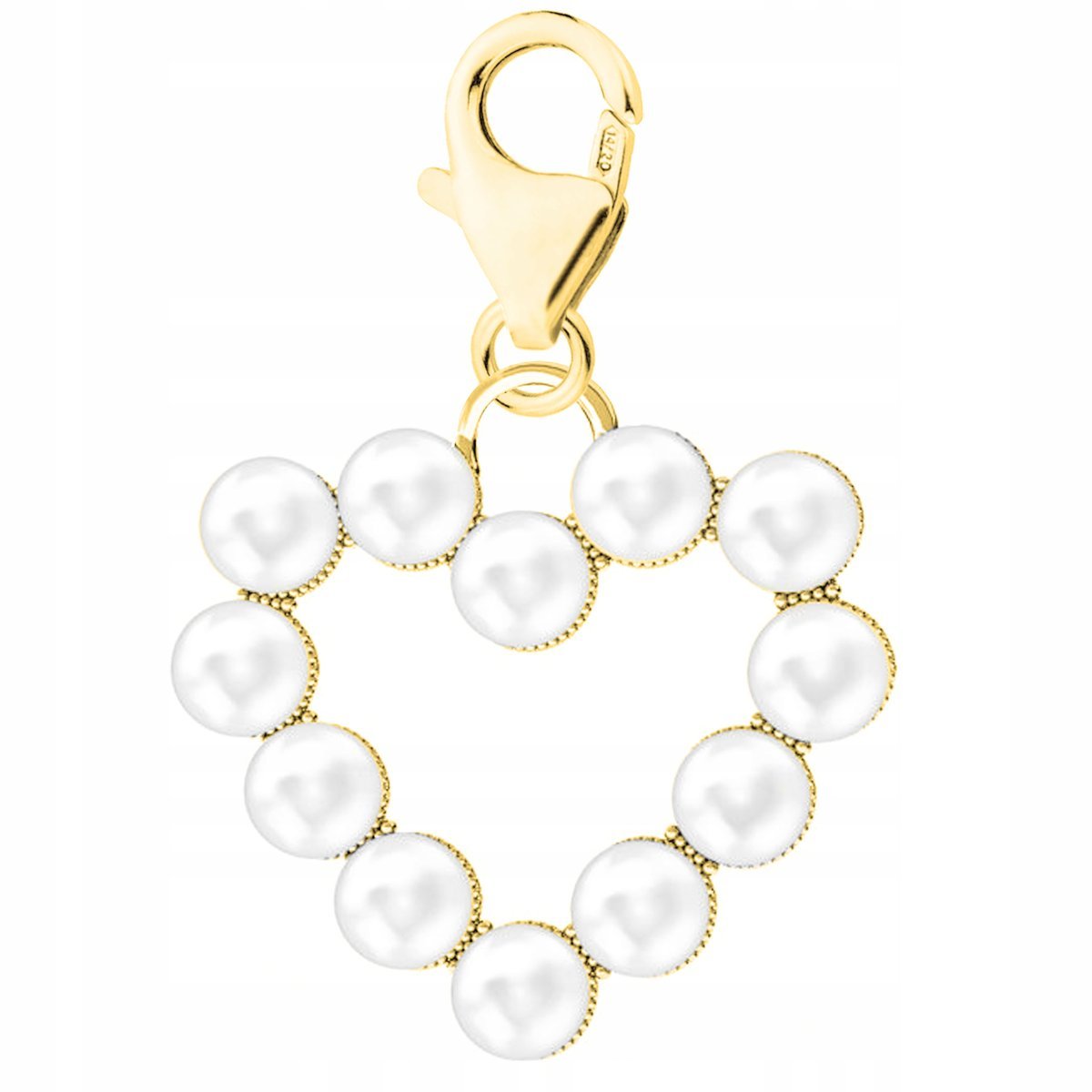 Zawieszka złota wisząca Serce z Perłami srebro 925