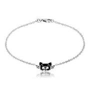 Bransoletki - Srebrna bransoletka 925 - błyszczący łańcuszek, pies ozdobiony czarną emalią, karabińczyk - Biżuteria e-shop - miniaturka - grafika 1