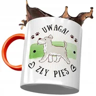 Kubki - Kubek Pomarańczowy z Pieskiem Psem Słodki Prezent z Nadrukiem ze Zdjęciem + Opakowanie na prezent (wzór 02) - miniaturka - grafika 1