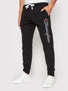 CHAMPION Spodnie dresowe Blend Vertical Script Logo 216472 Czarny Regular Fit - Spodnie sportowe męskie - miniaturka - grafika 1