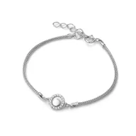 Bransoletki - Srebrna bransoletka rodowana kółko z cyrkoniami pr925 - miniaturka - grafika 1