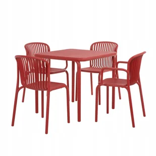 344250 Zestaw mebli ogrodowych 5 elementów Brene Retro Red FERNE - Meble ogrodowe - miniaturka - grafika 1