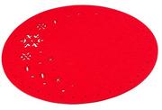 Pozostałe akcesoria świąteczne - Altom, Mata filcowa okrągła, śr. 38 cm, dek. płatki śniegu czerwona - miniaturka - grafika 1