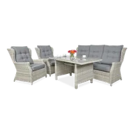 Meble ogrodowe - Meble technorattanowe TRIVENTO DINING 3 White Grey - miniaturka - grafika 1