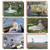 Kartki okolicznościowe i zaproszenia - Artery8 Monet Seurat Manet Poppy wiosenne kąpiele niedzielny ogród mieszana kartka okolicznościowa Fine Art opakowanie 6 sztuk - miniaturka - grafika 1