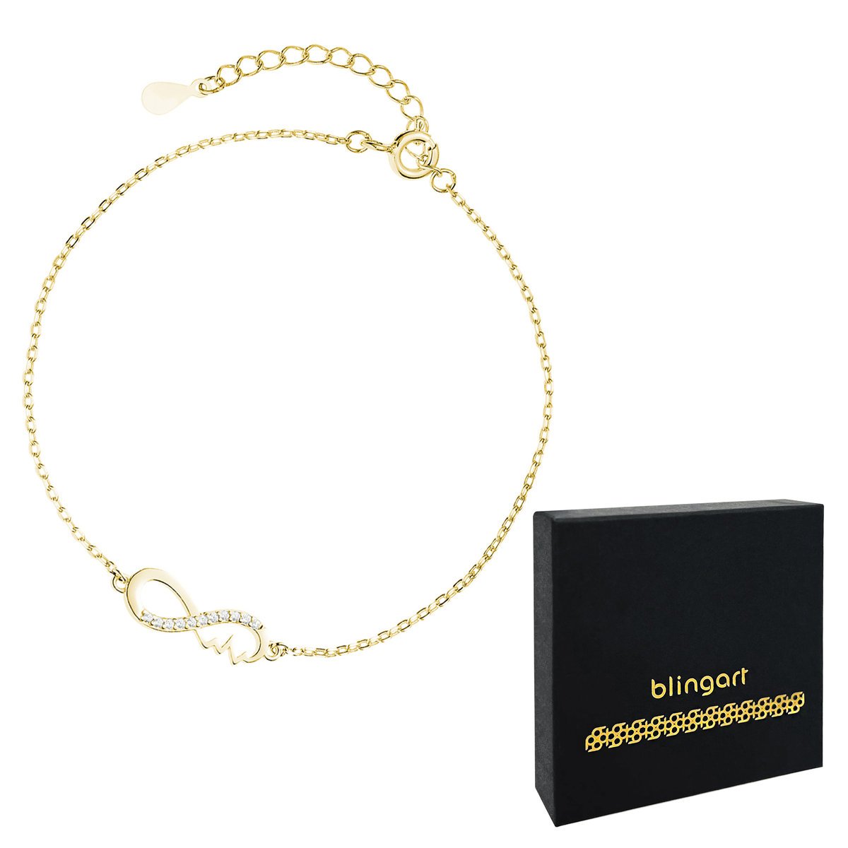 Bransoletka pozłacana damska NIESKOŃCZONOŚĆ cyrkon