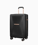 Walizki - PUCCINI Średnia czarna walizka z elementami rose gold - miniaturka - grafika 1