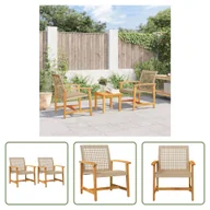 Fotele i krzesła ogrodowe - The Living Store Krzesła ogrodowe 2 szt. Beżowy polirattan i drewno akacjowe - miniaturka - grafika 1