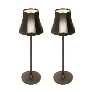 QAZQA Zestaw 2 lamp stołowych retro ciemny brąz akumulatorowe IP44 - Granny - Lampy stojące - miniaturka - grafika 1