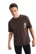 Koszulki męskie - DeFacto T-shirt męski, brązowy, M - miniaturka - grafika 1