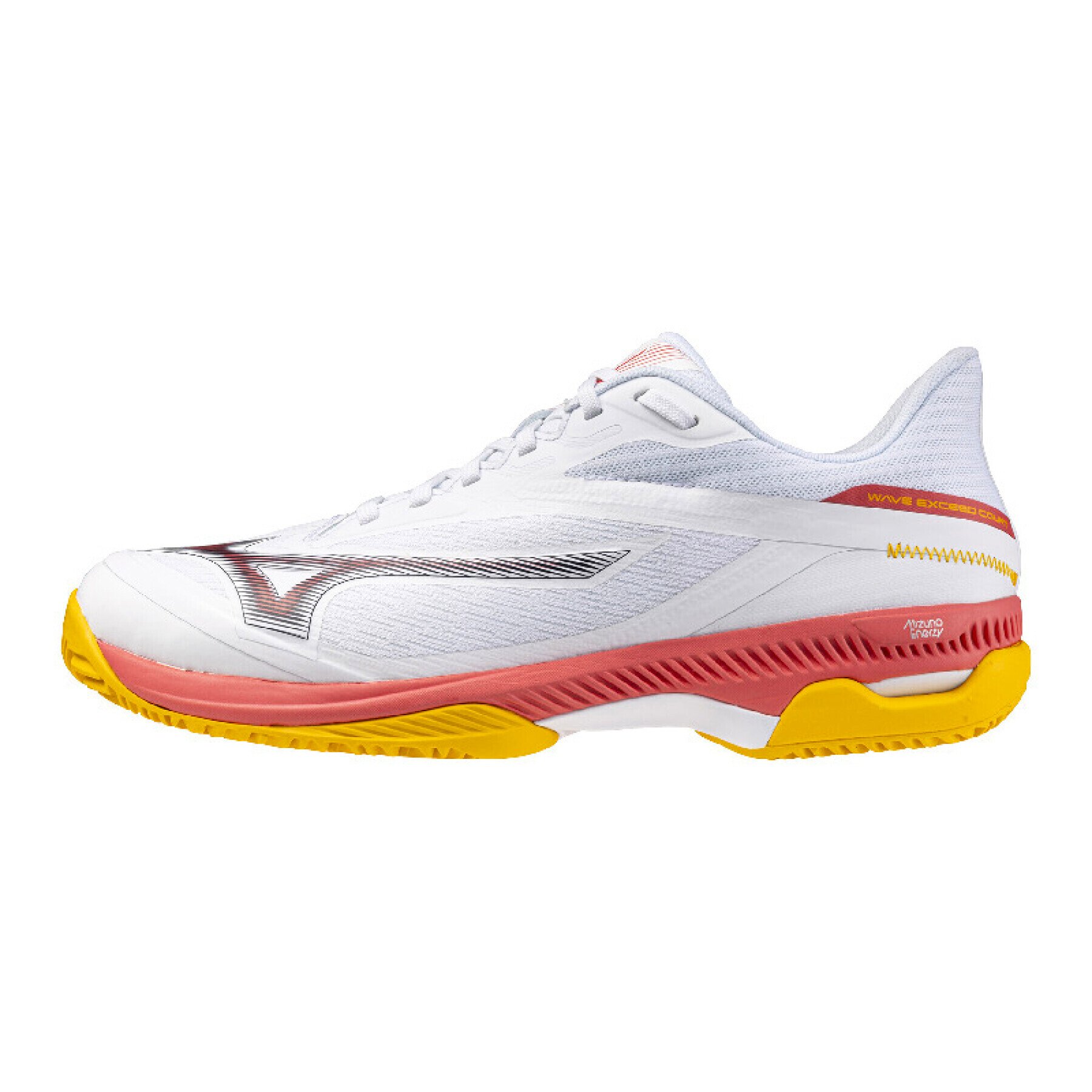 Męskie buty tenisowe Mizuno Wave Exceed Court Clay M White/Calypso Coral/Citrus EUR 44