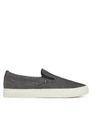 Trampki męskie - Tommy Hilfiger Tenisówki Th Hi Vulc Low Slip On Ch FM0FM05390 Szary - miniaturka - grafika 1