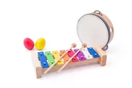 Instrumenty muzyczne dla dzieci - woody Instrumenty muzyczne = cymbałki tamburyn/bębenek trójkąt 2 marakasy) - miniaturka - grafika 1