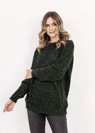 Swetry damskie - Sweter z cekinami - SWE338 ciemny zielony MKM - miniaturka - grafika 1