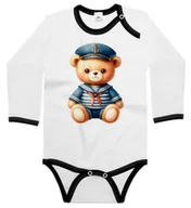 Body dla niemowląt - Body dziecięce Miś Pluszowy Marynarz Kapitan Dzień Misia 74/80 - miniaturka - grafika 1